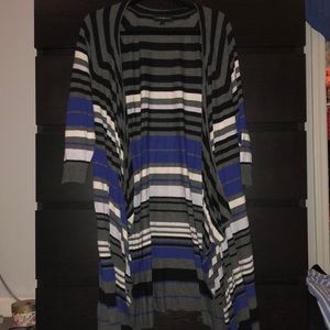 Lightweight blue, grey, white and black sweater